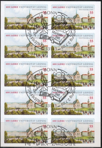 Bund MiNr. 2747 O, FB 4, Universität Leipzig auf Folienblatt