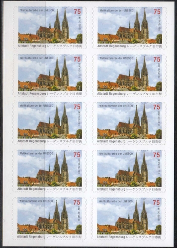 Bund MiNr. 2850 **, FB 14, Altstadt von Regensburg auf Folienblatt