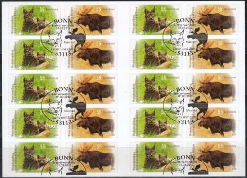 Bund MiNr. 2921/22 O, FB 21, Heimische Wildtiere auf Folienblatt