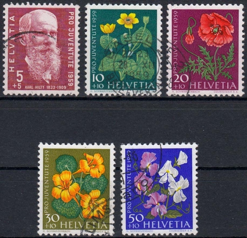 Schweiz MiNr. 687/91 O Pro Juventute: Wiesen- und Gartenblumen