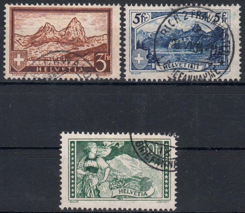 Schweiz MiNr. 226/28 O Freimarken: Gebirgslandschaften