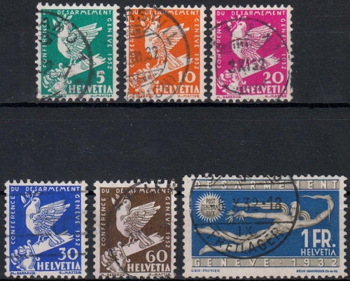 Schweiz MiNr. 250/55 O Abrüstungskonferenz in Genf