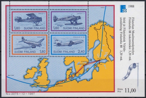 Finnland MiNr. Bl. 4 ** Internationale Briefmarkenausstellung FINLANDIA `88