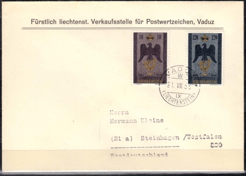 Liechtenstein MiNr. 346/47 auf FDC Souveränes Fürstentum