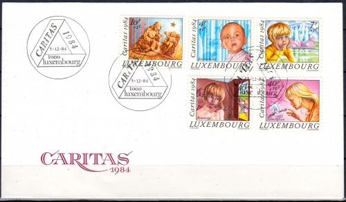Luxemburg MiNr. 1112/16 auf FDC Caritas: Kinderporträts