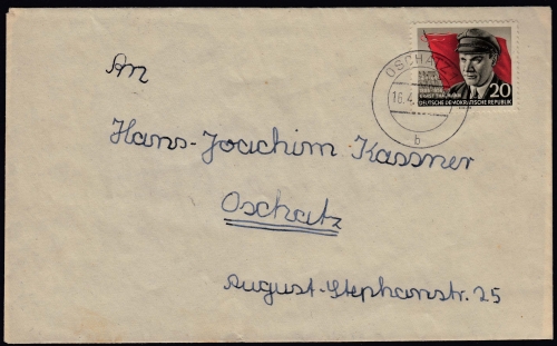 DDR MiNr. 520 A FDC gelaufen, aus Oschatz