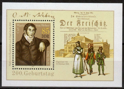 DDR MiNr. Block 86 **, Carl Maria von Weber