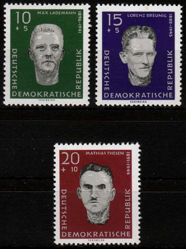 DDR MiNr. 765/67 ** Aufbau der Nationalen Gedenkstätte Sachsenhausen
