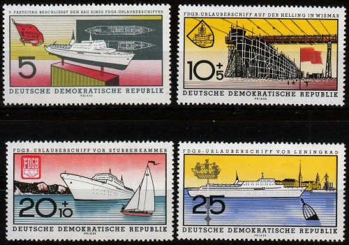 DDR MiNr. 768/71 ** Stapellauf des FDGB Urlauberschiffs MS "Fritz Heckert"