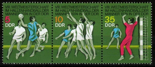 DDR MiNr. 1928/30 ** Hallenhandball-Weltmeisterschaft der Männer im 3er Streifen