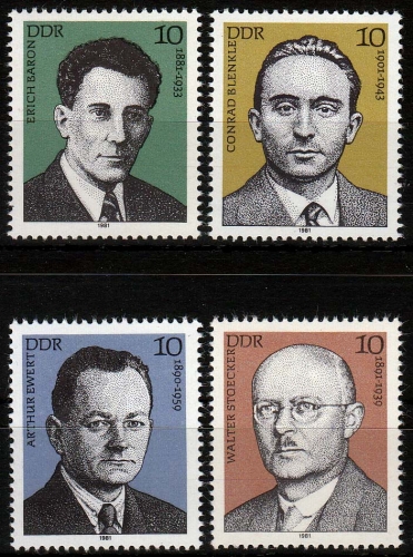 DDR MiNr. 2589/92 ** Persönlichkeiten der deutschen Arbeiterbewegung
