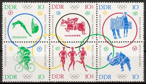 DDR MiNr. 1039/44 ** Olympische Sommerspiele Tokio im 6er Block