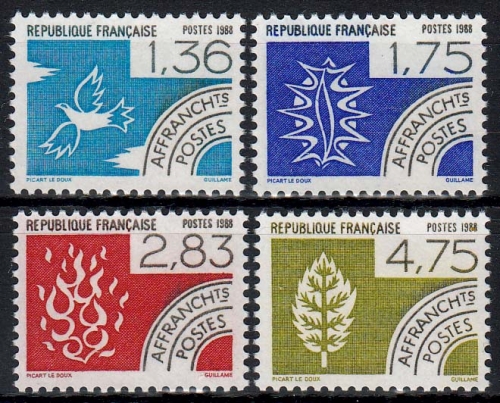 Frankreich MiNr. 2650/53 ** Freimarken: Vorausentwertung: Die vier Elemente