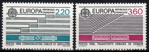 Frankreich MiNr. 2667/68 ** Europa: Transport- und Kommunikationsmittel