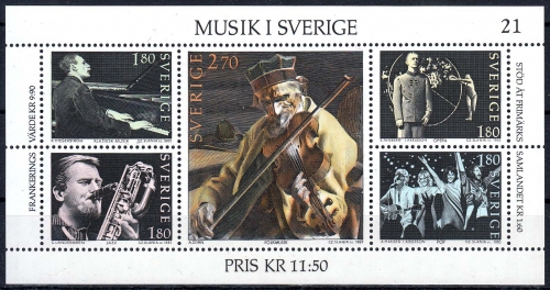 Schweden MiNr. Bl. 11 ** Musik in Schweden