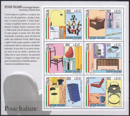 Italien MiNr. Bl. 22 ** Italienisches Design: Einrichtungsgegenstände