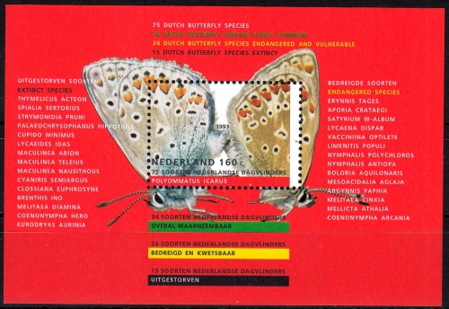 Niederlande MiNr. Bl. 38 ** Natur und Umwelt: Schmetterlinge