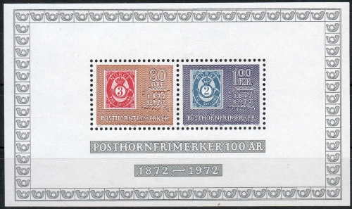 Norwegen MiNr. Bl. 1 ** 100 Jahre Posthorn-Marken