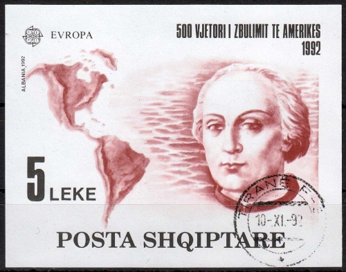 Albanien MiNr. Bl. 97 O Europa: 500. Jahrestag der Entdeckung von Amerika