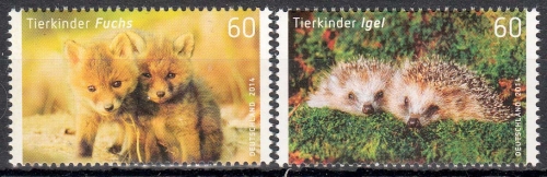 Bund MiNr. 3047/48 ** Tierbabies, Rotfuchs und Igel