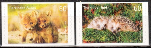 Bund MiNr. 3053/54 ** Tierbabies, Rotfuchs und Igel