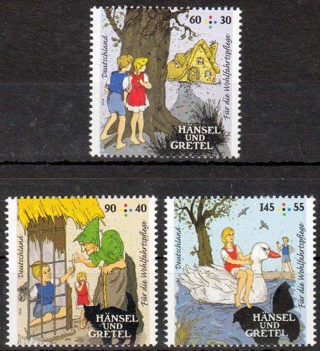 Bund MiNr. 3056/58 ** Wohlfahrt: Grimms Märchen, Hänsel und Gretel
