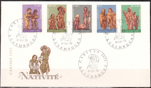 Luxemburg MiNr. 836/40 auf FDC Caritas