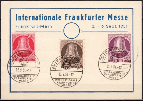 Berlin MiNr. 75, 77, 79 O SST Freiheitsglocke, Klöppel nach links