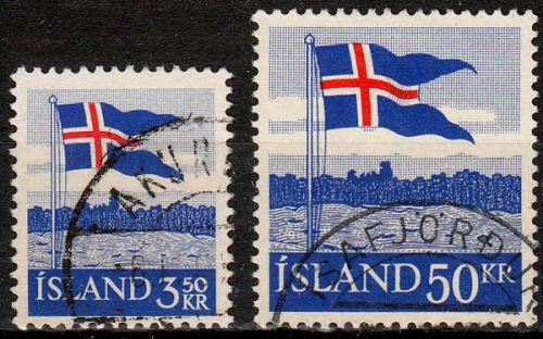 Island MiNr. 327/28 O 40 Jahre Landesflagge