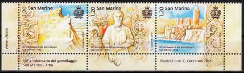 San Marino MiNr. 2740/42 ** 50 Jahre Städtepartnerschaft San Marino - Rab