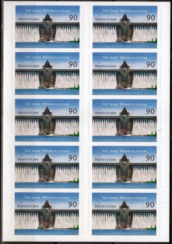 Bund MiNr. 3009 ** FB 30, Möhnetalsperre, Staumauer, Folienbogen