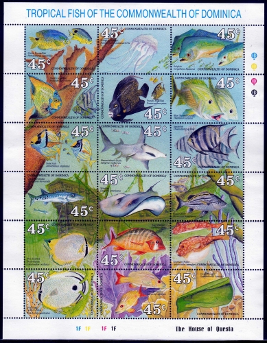 Dominica MiNr. 1292/1309 ** Meerestiere, Fische