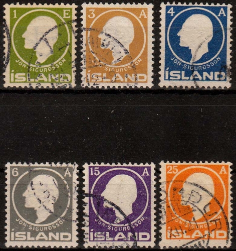 Island MiNr. 63/68 O Freimarken: 100. Geburtstag von Jon Siguidsson