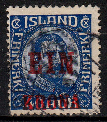 Island MiNr. 121 O Freimarke: MiNr. 103 mit lokalem, rotem Aufdruck