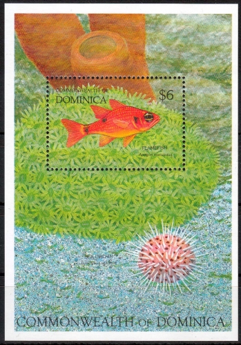 Dominica MiNr. Bl. 214 ** Leben am Riff bei Tag und Nacht, Fische