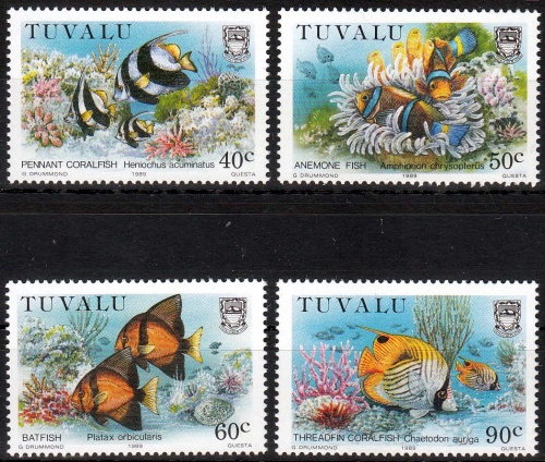 Tuvalu MiNr. 545/48 ** Leben am Korallenriff, Fische
