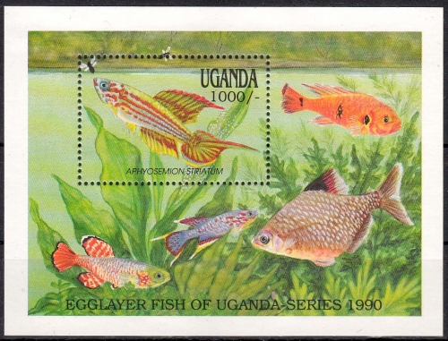 Uganda MiNr. Bl. 129 ** Einheimische Fische