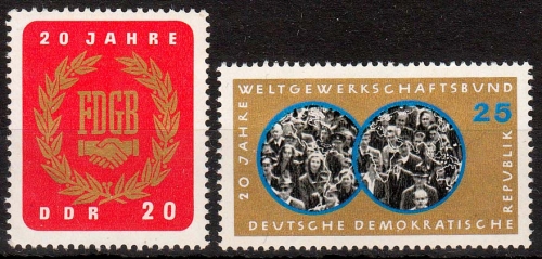 DDR MiNr. 1115/16 ** 20 Jahre Freier Deutscher Gewerkschaftsbund