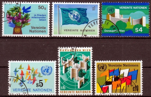 UNO Wien MiNr. 1/5 O Freimarken