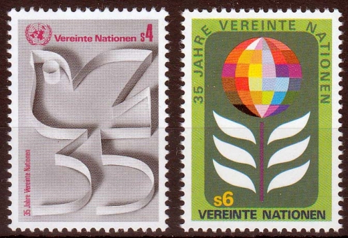 UNO Wien MiNr. 12/13 A ** 35 Jahre Vereinte Nationen