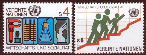 UNO Wien MiNr. 14/15 ** Wirtschafts- und Sozialrat der Vereinten Nationen