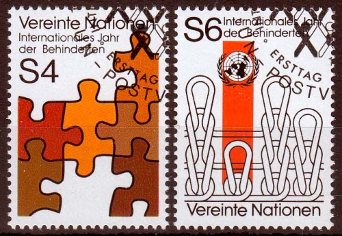 UNO Wien MiNr. 17/18 O Internationales Jahr der Behinderten