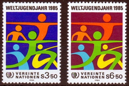UNO Wien MiNr. 45/46 ** Internationales Jahr der Jugend