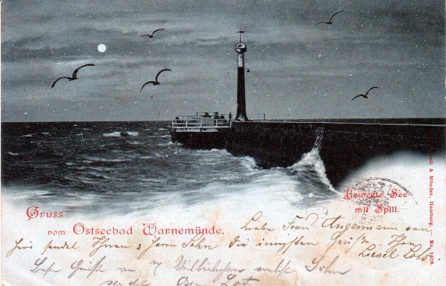 AK Gruss vom Ostseebad Warnemünde, gelaufen