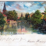 AK Alt-Erfurt (Venedig), Blick auf die Lehmannsbrücke, gelaufen