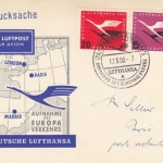 Bund MiNr. 205 + 208 Lufthansa Aufnahme des Europa Verkehrs