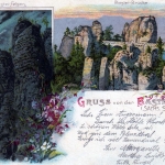 AK Gruss von der Bastei, Sächsische Schweiz, gelaufen