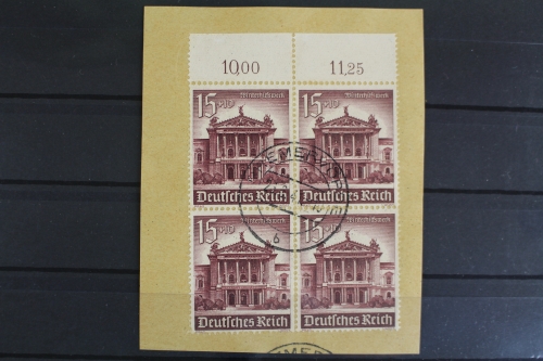 Deutsches Reich, MiNr. 757, 4er Block, Oberrand, Briefstück