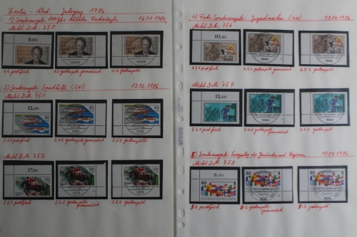 Berlin, Jahrgang 1986, MiNr. 750-769, nur Eckränder, postfrisch + gestempelt