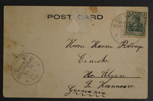 Marine Schiffspost No 76 vom 20.1.1910 auf AK Port Said